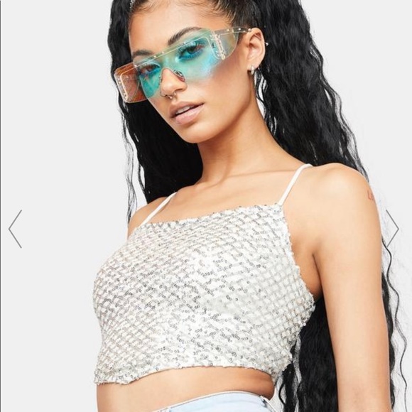 Dolls Kill Tops - Dolls Kill: Bear Dance - Sparkle and Shine Sequin Top